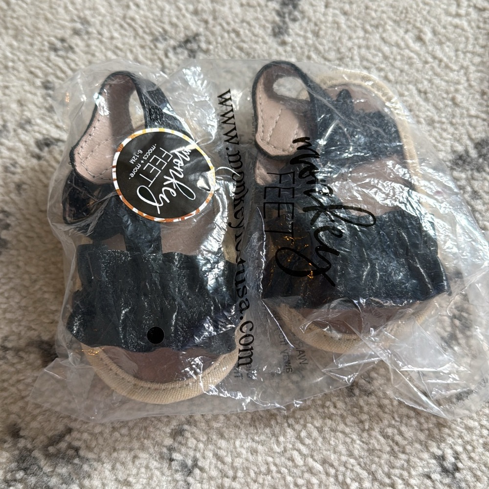Monkey Feet sandals. Brand new, 6-12mth, color is black